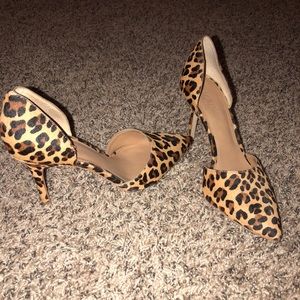 J Crew Leopard Calf Hair d’Orsay Pumps